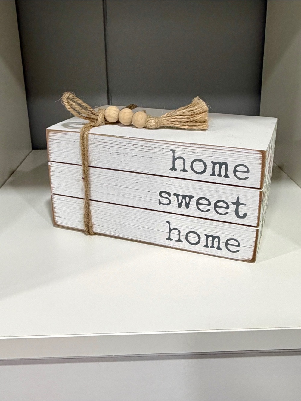 Home Sweet Home White Wooden Decorative Book Stack